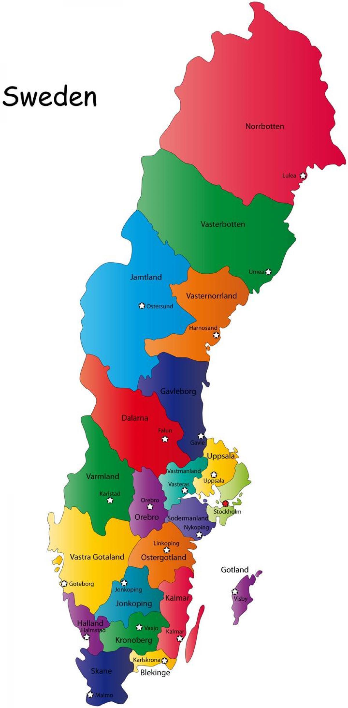 Svédország térkép megye - Térkép svéd megyében (Észak-Európában - Európa)